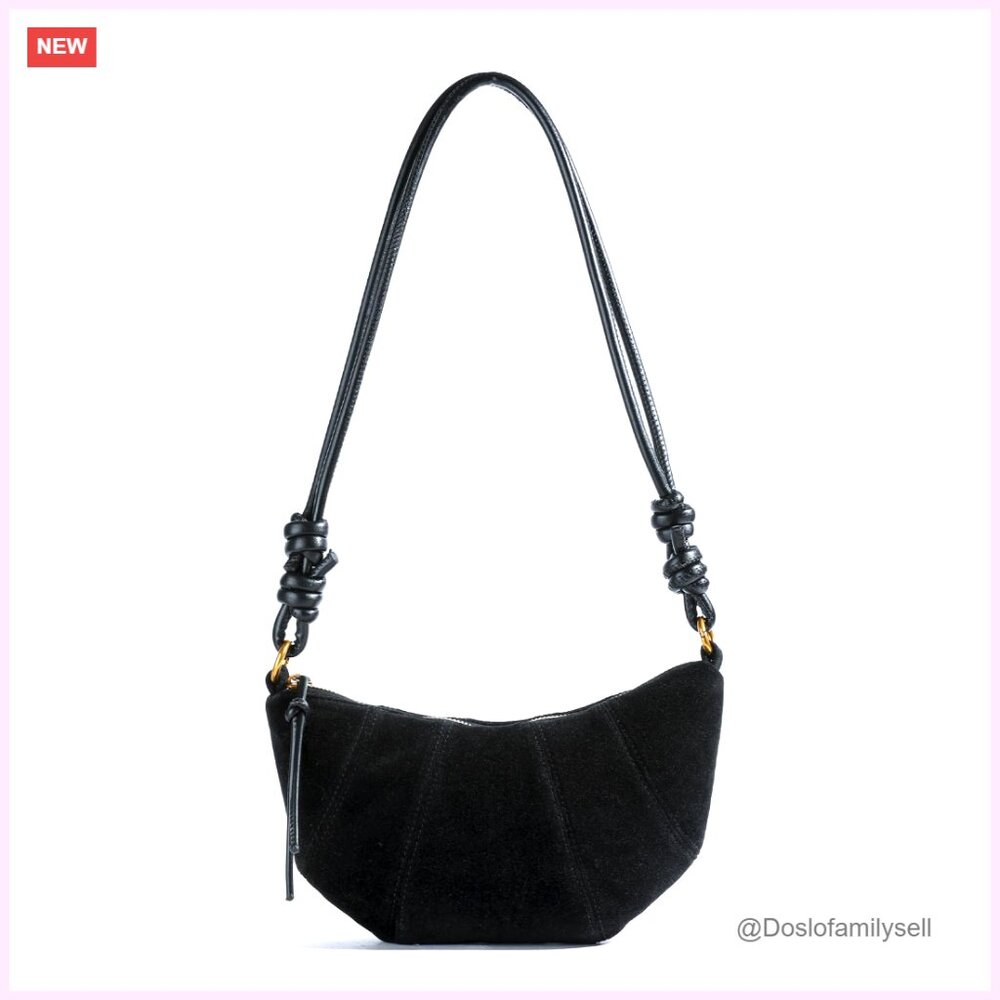 Faux Suede Crescent Hobo Bag Mini Crossbody Tote Trendy Chic Y2k